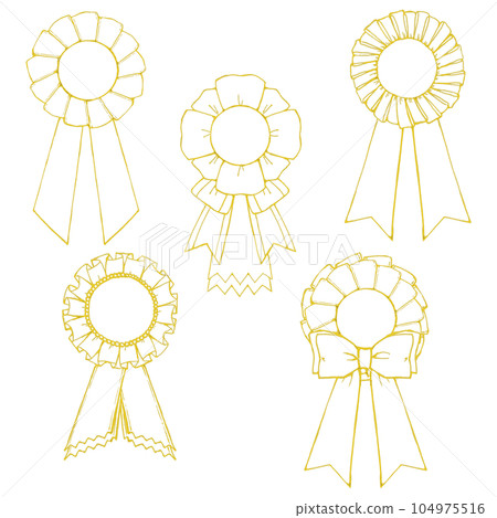 5 types of rosettes (set) / gold leaf style line drawing 104975516