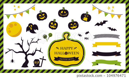 Happy Halloween icon & treat item set illustration 104976471