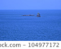 Blue sea and fishing boats 104977172