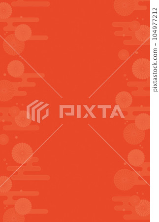 Japanese pattern of haze and chrysanthemum / background material for New Year's cards / postcard size 104977212