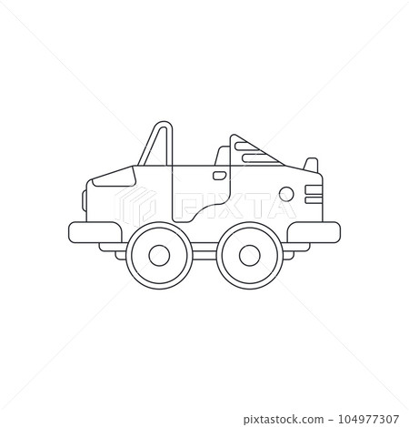 Line vector icon with toys car. Engaging and interactive toys that spark creativity and imagination. Designed for kids. Encourage playtime and ignite the joy of discovery with popular children's toys. Line vector icon with toys car. Engaging and interactive toys that spark creativity and imagination. Designed for kids. Encourage playtime and ignite the joy of discovery with popular children's toys. 104977307