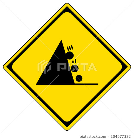路標、警告標誌、落石風險 104977322