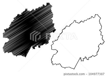 Ashford Non-metropolitan district, borough (United Kingdom of Great Britain and Northern Ireland, ceremonial county Kent, England) map vector illustration, scribble sketch map 104977387