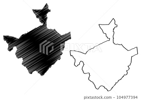 Norwich City and non-metropolitan district (United Kingdom of Great Britain and Northern Ireland, ceremonial county Norfolk, England) map vector illustration, scribble sketch map 104977394
