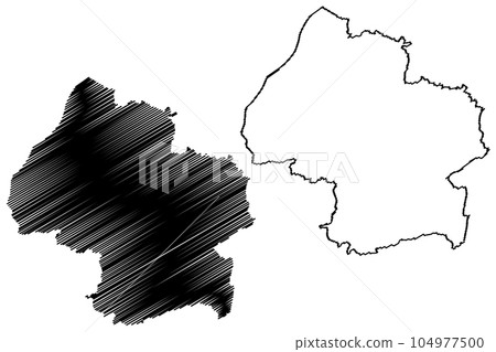 South Gloucestershire unitary authority (United Kingdom of Great Britain and Northern Ireland, ceremonial county Gloucestershire or Glos, England) map vector illustration, scribble sketch map 104977500
