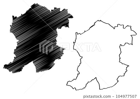 Metropolitan borough of Sandwell (United Kingdom of Great Britain and Northern Ireland, Metropolitan and ceremonial county West Midlands, England) map vector illustration, scribble sketch map 104977507