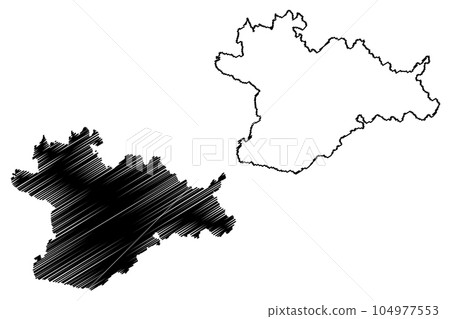 South Norfolk Non-metropolitan district (United Kingdom of Great Britain and Northern Ireland, ceremonial county Norfolk, England) map vector illustration, scribble sketch map 104977553