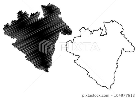 Telford and Wrekin Unitary authority area, borough (United Kingdom of Great Britain and Northern Ireland, Ceremonial county Shropshire, Salop, Shrops or Salopian, England) map vector, scribble sketch 104977618