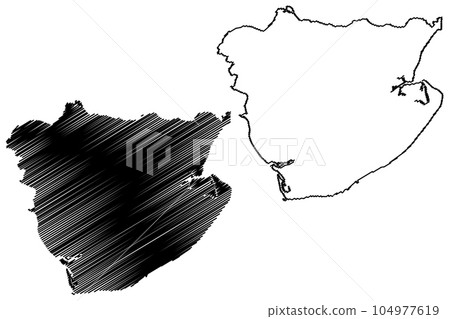 Tendring Non-metropolitan district (United Kingdom of Great Britain and Northern Ireland, ceremonial county Essex, England) map vector illustration, scribble sketch map 104977619
