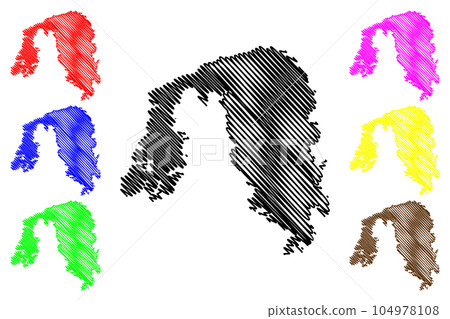 Eigeroya island (Kingdom of Norway) map vector illustration, scribble sketch Eigeroya map 104978108