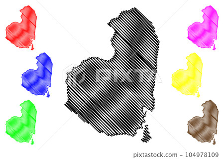 Eigg island (United Kingdom of Great Britain and Northern Ireland, Scotland, Inner Hebrides) map vector illustration, scribble sketch Isle of Eige map 104978109