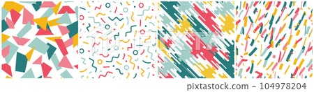 Set of bright trendy seamless colorful patterns. Vibrant stylish textures. Abstract retro backgrounds Set of bright trendy seamless colorful patterns. Vibrant stylish textures. Abstract retro backgrounds 104978204