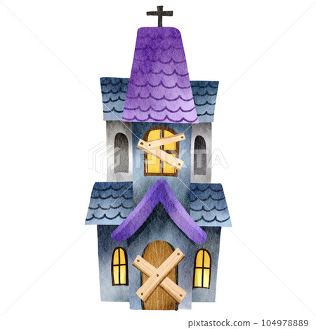 Watercolor Haunted House Watercolor Haunted House 104978889