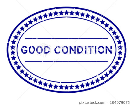 Grunge blue good condition word oval rubber seal stamp on white background 104979075