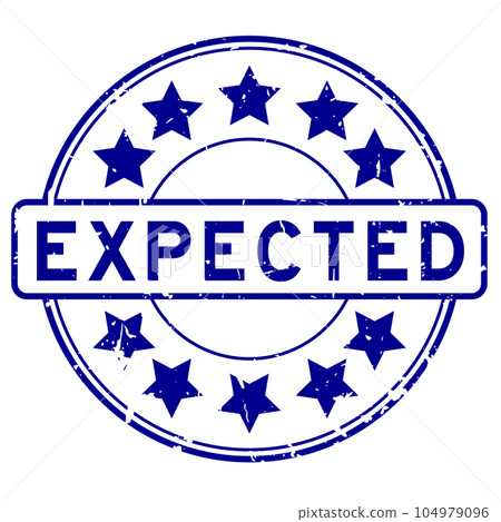Grunge blue expected word with star icon round rubber seal stamp on white background Grunge blue expected word with star icon round rubber seal stamp on white background 104979096