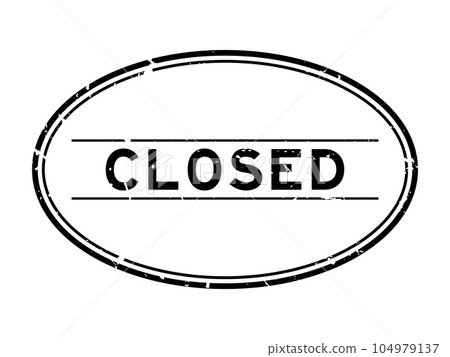 Grunge black closed word oval rubber seal stamp on white background 104979137