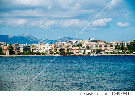 Kerkyra, Greece - 09 24 2022: View of the town of Kerkyra. Kerkyra, Greece - 09 24 2022: View of the town of Kerkyra. 104979412