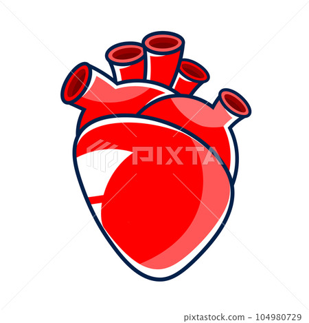 Heart, Symbol of Love and Valentine s Day. Flat Red Icon Isolated on White Background. illustration. 104980729