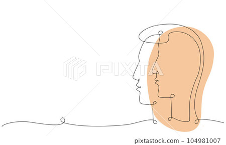 Gemini zodiac constellation one single hand drawing continues line frame, banner. Vector stock illustration isolated on white background. Editable stroke line. EPS10 Gemini zodiac constellation one single hand drawing continues line frame, banner. Vector stock illustration isolated on white background. Editable stroke line. EPS10 104981007