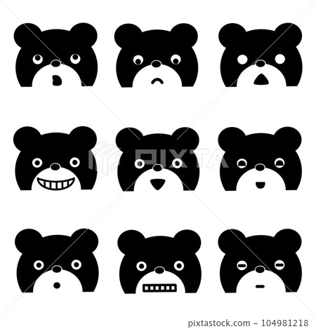 Cute facial expression various bear face set 104981218