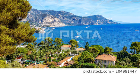 View from Villa Ephrussi de Rothschild in Saint-Jean-Cap-Ferrat on left part (closer to Monaco), several luxury villas and amazing gardens next to villas, View from Villa Ephrussi de Rothschild in Saint-Jean-Cap-Ferrat on left part (closer to Monaco), several luxury villas and amazing gardens next to villas, 104981447