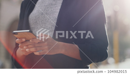 Hands, smartphone and business woman with closeup in city, texting and networking for email communication. Businesswoman, cell phone and typing in metro street with social media app, chat or contact Hands, smartphone and business woman with closeup in city, texting and networking for email communication. Businesswoman, cell phone and typing in metro street with social media app, chat or contact 104982015