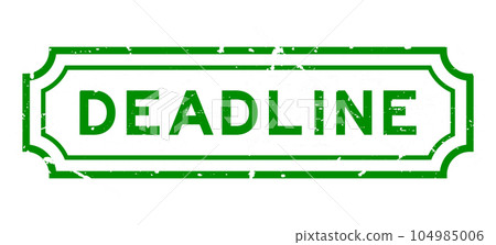 Grunge green deadline word rubber seal stamp on white background 104985006