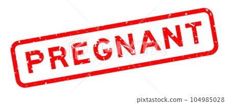 Grunge red pregnant word square rubber seal stamp on white background 104985028