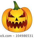 Halloween pumpkin. Realistic Halloween pumpkin with scary smile. 104986531