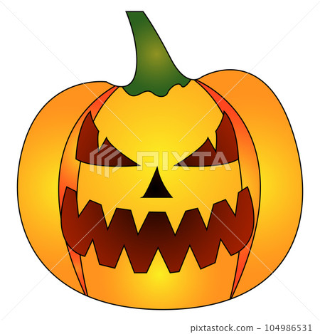 Halloween pumpkin. Realistic Halloween pumpkin with scary smile. 104986531