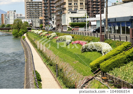 Spring in Morioka Scenery along the Kitakami River 104986854