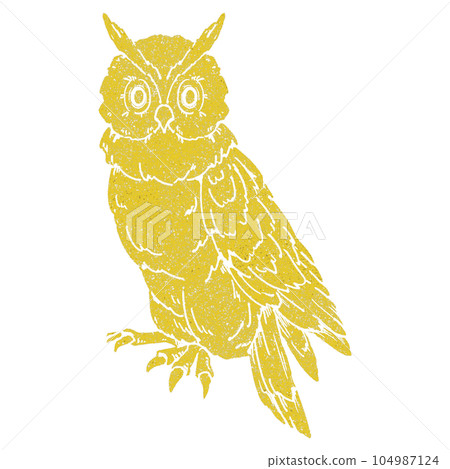 Owl with closed wings (single item) / Gold foil stamp style 104987124