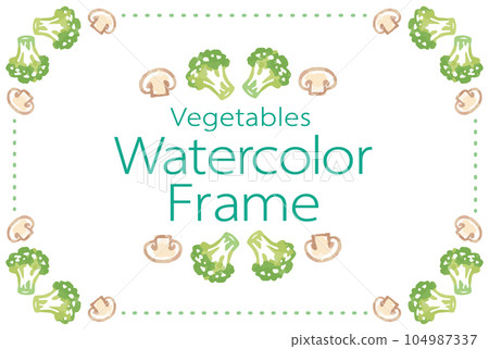 使用蔬菜插圖的框架和裝飾設計。水彩風格，矢量素材。 104987337