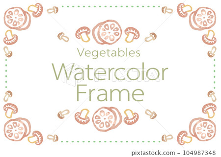 Frame and decoration design using illustrations of vegetables. Watercolor style, vector material. Frame and decoration design using illustrations of vegetables. Watercolor style, vector material. 104987348