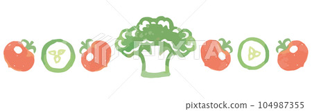 帶有蔬菜插圖的隔斷和裝飾。水彩風格，矢量素材。 104987355