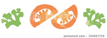 帶有蔬菜插圖的隔斷和裝飾。水彩風格，矢量素材。 104987356