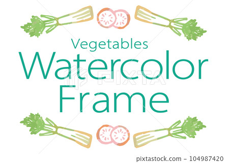 使用蔬菜插圖進行隔斷和裝飾的設計。水彩風格，矢量素材。 104987420