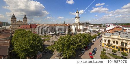 The center of Ivano-Frankivsk city, Ukraine, in spring 2016. The The center of Ivano-Frankivsk city, Ukraine, in spring 2016. The 104987978