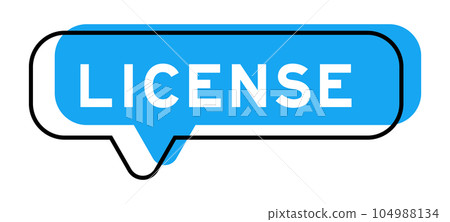 Speech banner and blue shade with word license on white background Speech banner and blue shade with word license on white background 104988134