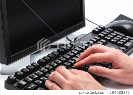 Image of business, personal computer work, IT engineer, programming, keyboard typing, data input 104988871