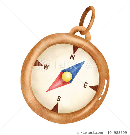 Vintage Watercolor Compass Illustration 104988899