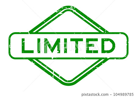 Grunge green limited word rubber square seal stamp on white background Grunge green limited word rubber square seal stamp on white background 104989785