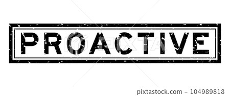 Grunge black proactive word square rubber seal stamp on white background 104989818