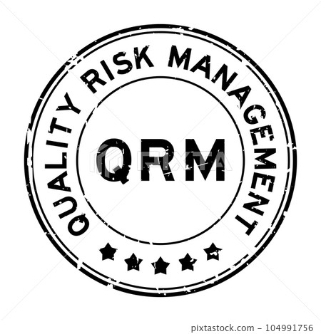 Grunge black QRM Quality Risk Management word round rubber seal stamp on white background Grunge black QRM Quality Risk Management word round rubber seal stamp on white background 104991756