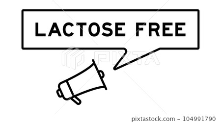 Megaphone icon with speech bubble in word lactose free on white background Megaphone icon with speech bubble in word lactose free on white background 104991790