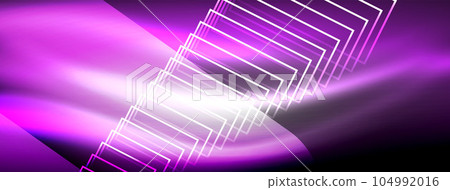 Glowing neon wave abstract background - vibrant, luminescent waves pulsate in a captivating and electrifying display Glowing neon wave abstract background - vibrant, luminescent waves pulsate in a captivating and electrifying display 104992016