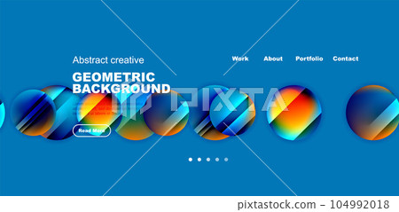 Circles with glossy surface and light and shadow effects abstract background. Template for covers, templates, flyers, placards, brochures, banners 104992018