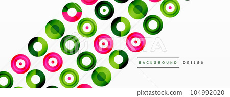 Abstract background with circle symmetric grid composition. Circle pattern creating sense of movement. Grid adds structure and balance to the composition, with equal spacing between each circle Abstract background with circle symmetric grid composition. Circle pattern creating sense of movement. Grid adds structure and balance to the composition, with equal spacing between each circle 104992020