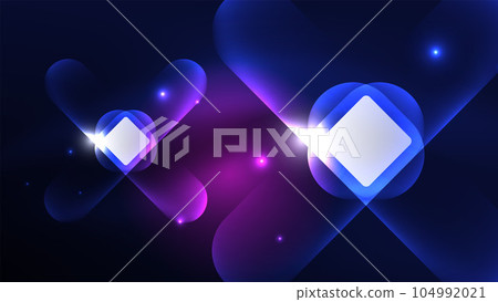 Abstract background landing page, glass geometric shapes with glowing neon light reflections, energy effect concept on glossy forms Abstract background landing page, glass geometric shapes with glowing neon light reflections, energy effect concept on glossy forms 104992021