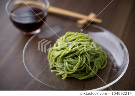cha-soba, japanese green tea noodle cha-soba, japanese green tea noodle 104992214